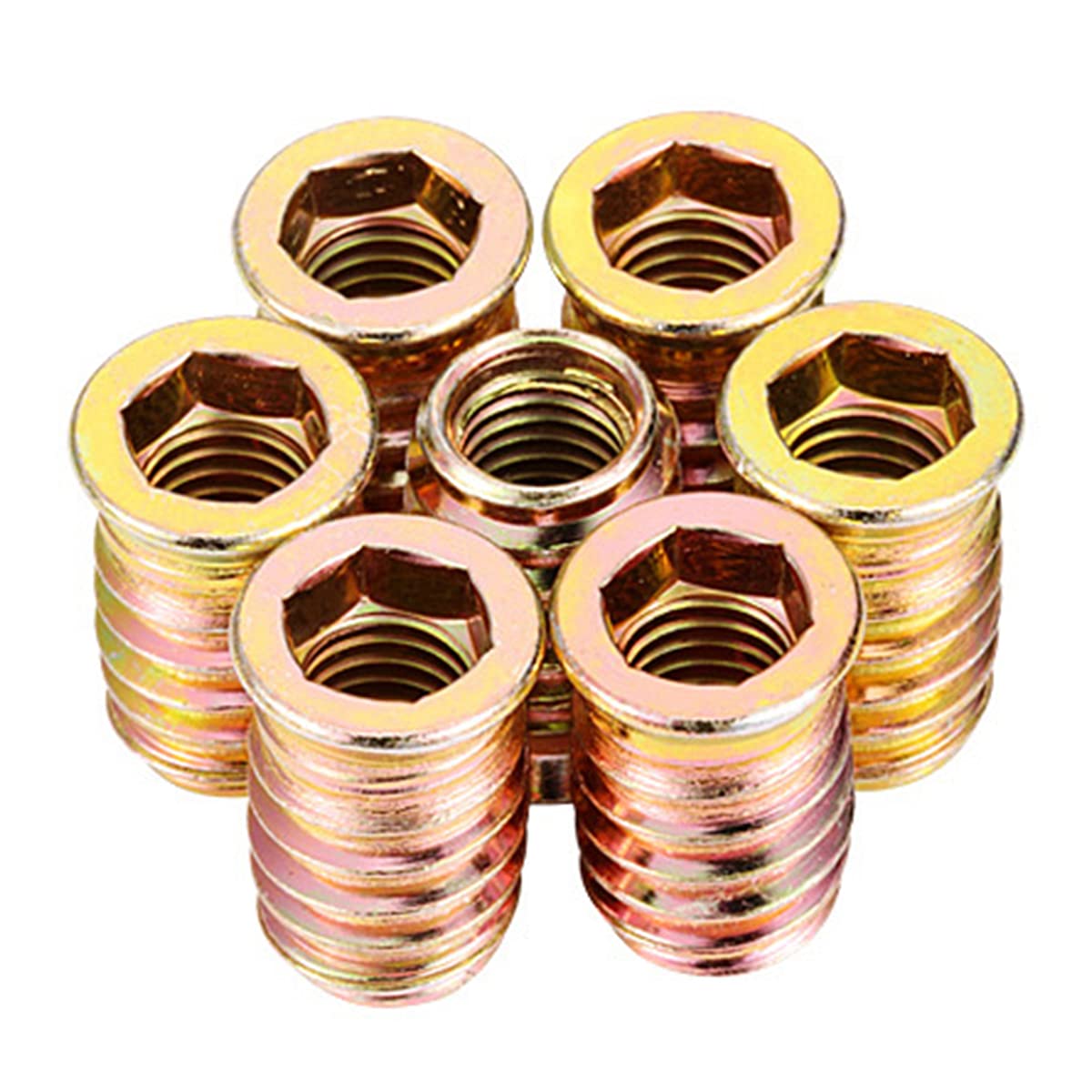 Furniture Insert Nuts, 20 Pcs M8 * 20mm Zinc Alloy Furniture Wood Hex Drive Threaded Insert Nut