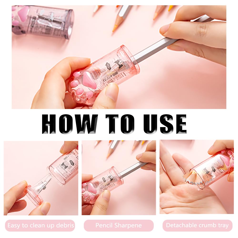 4Pcs Cute Stationery Set,Kawaii School Supplies,Including 2 Retractable Erasers and 2 Pencil Sharpeners, for Kawaii Office School Home Supplies(Eraser and 2Pcs)