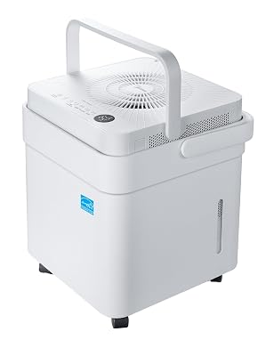 Midea Cube 50 Pint Dehumidifier for Basement and Rooms at Home for up to 4,500 Sq. Ft., Built-in Pump, Drain Hose Included, Smart Control, Works with Alexa (White)
