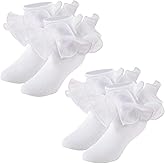 MKYSZLT Girls Ruffle Socks Toddler Girl Gold Silver Glitter Double Lace Frilly Dress Socks Turn Cuff Sparkling Pageant Sock