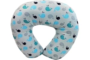 WOLF ESSENTIALS NurSit Nursing Pillow and Positioner, Hypoallergenic Breastfeeding or Bottle Feeding, Perfect for Bonding with Baby, Machine Washable, Whale
