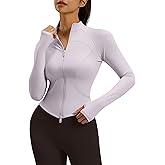 Locachy Women's Lightweight Workout Athletic Jacket Slim Fit Full Zip Buttery Cropped Running Yoga Coats with Thumb Hole