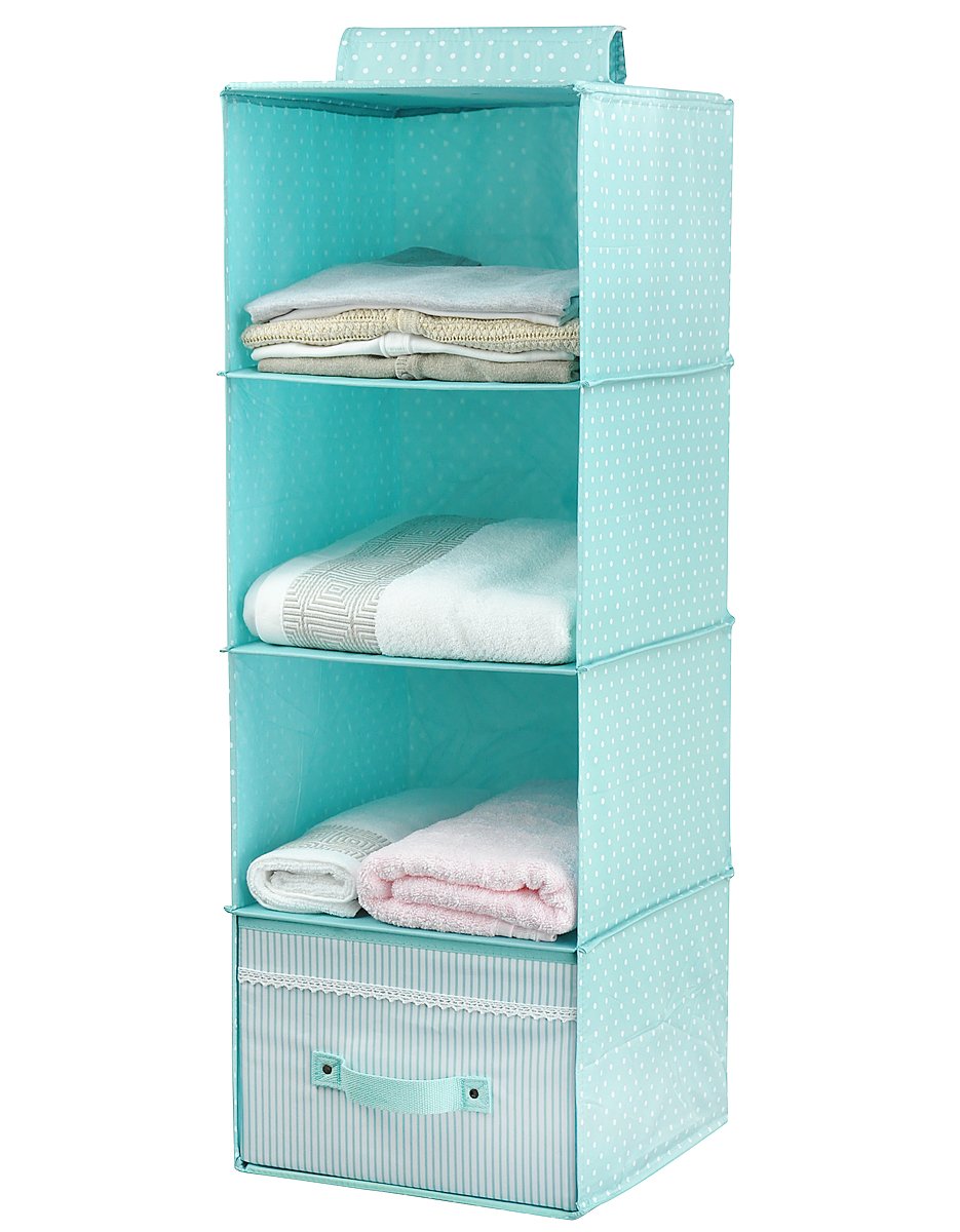 Hanging Clothes Storage for Kids With Drawer 4 Shelving Units Closet