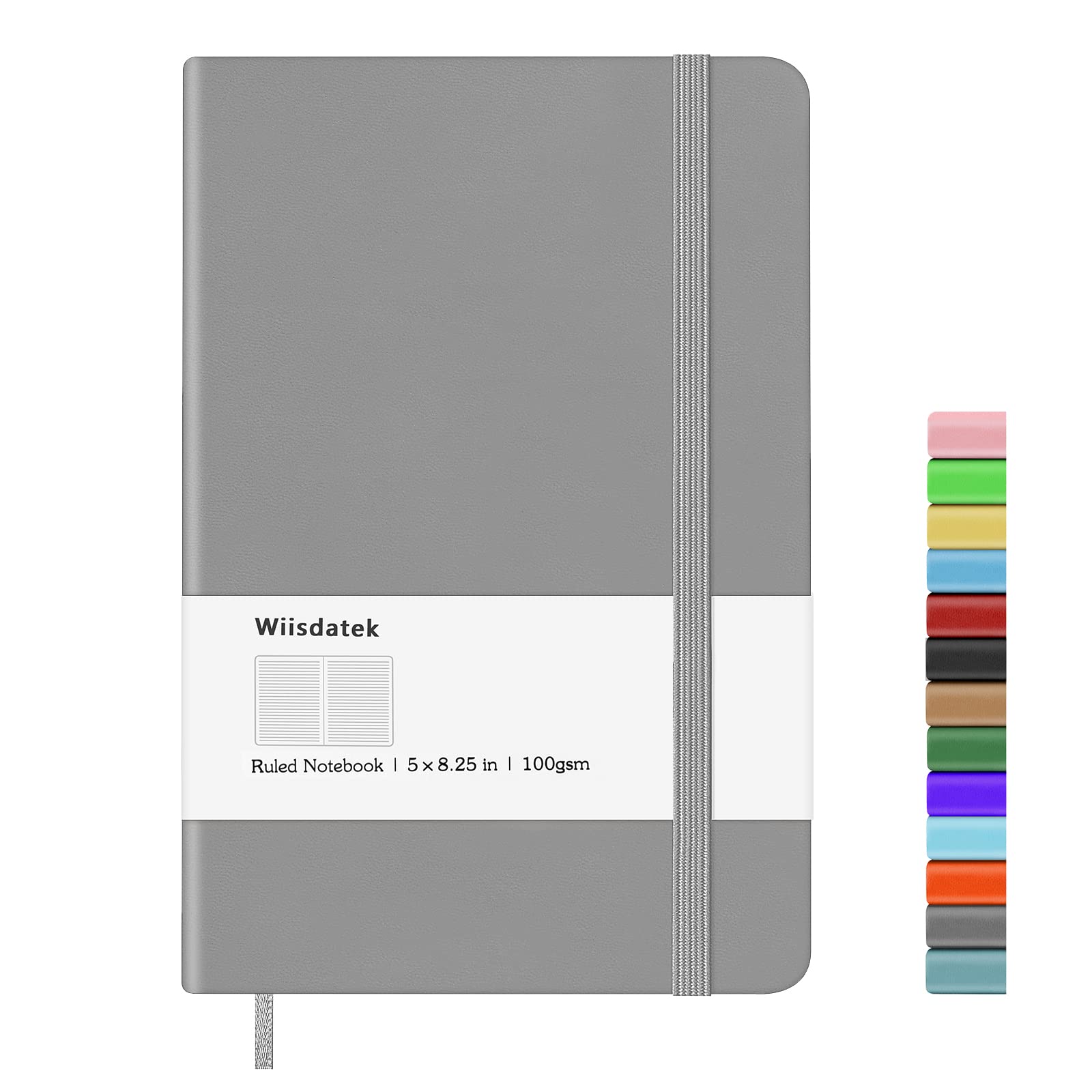 Wiisdatek A5 Notebook with Lined Pages, Hardback Journal Notepad Note Book New Notes Diary Pad for Office School Business Writing 5"×8.25"(Grey)