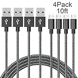 Micro USB Cable,Iseason 4Pack 10FT Extra Long Nylon Braided Cord High Speed USB to Micro USB Charging Cables Android Fast Charger Cord for Samsung Galaxy S7 Edge/S6/S5/S4,Note 5/4/3,HTC,LG,Tablet