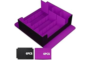 tombert Premium Card Storage Box for MTG PTCG, Large Capacity with 6 Dividers and 6 Insertable Cards, 2400+ PU Leather Commander Card Deck Case, Magnetic Closure Card Holder (Black&purple)
