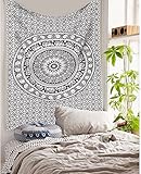 Black and White Tapestries Elephant Mandala Hippie Tapestry Indian Traditional Throw Beach Throw Wall Art College Dorm Bohemian Wall Hanging Boho Twin Bedspread