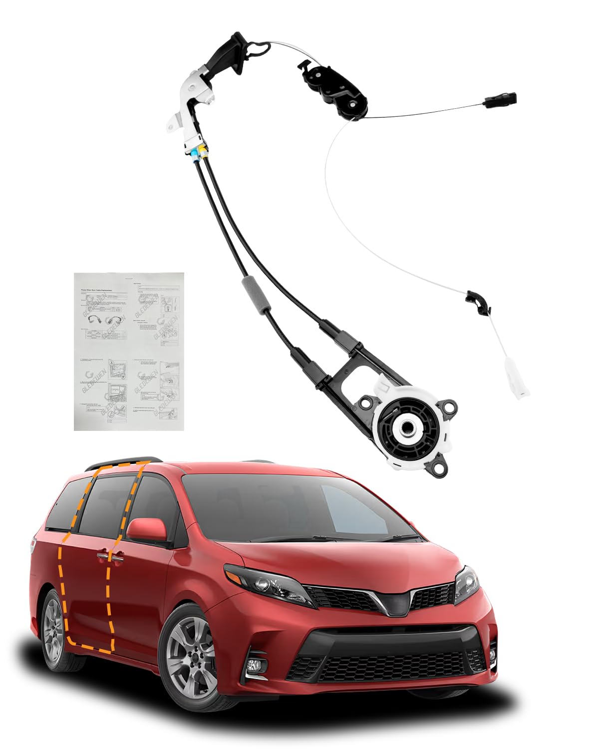Photo 1 of Sliding Door Cable, Compatible with 2011-2020 Toyota Sienna, Rear Right Passenger Side, Auto Door Spool Control Wiring Repair Kit, Power Sliding Door Wire System, w/o Motor, Replace# 85016-08010