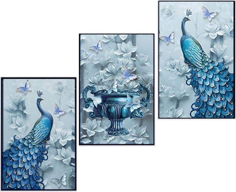 5D Diamond Painting kit Full Drill DIY Crafts Paint with Diamonds Set Mosaic Art Pictures 3D Round Crystal Peacock Flowers Butterflies Counted Embroidery Wall Sticker for Home Décor