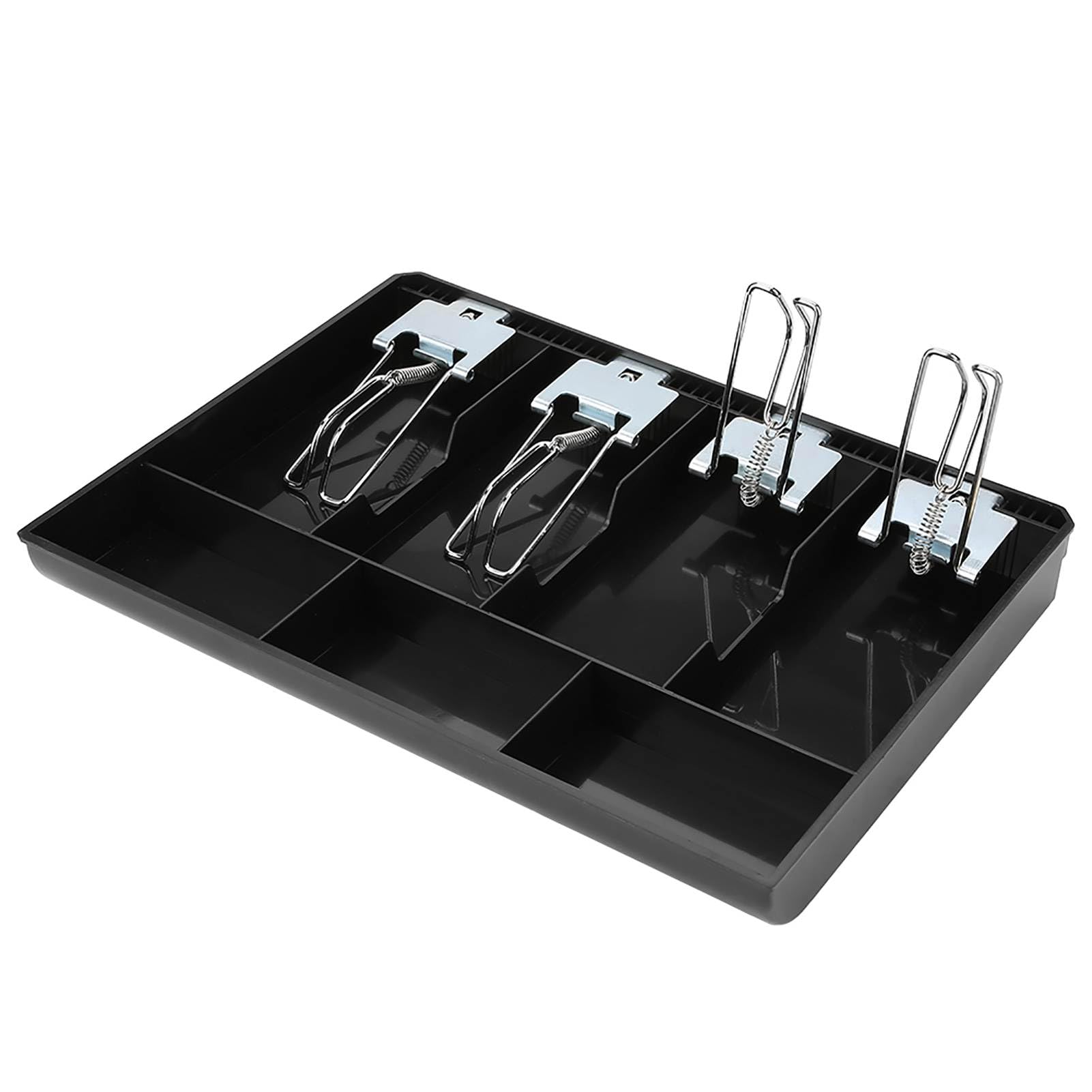 Cash Drawer Register Insert Tray Replacement Cashier with Metal Clip 4 Bills 3 Coins for Petty Cash Money Storage Box(Black)