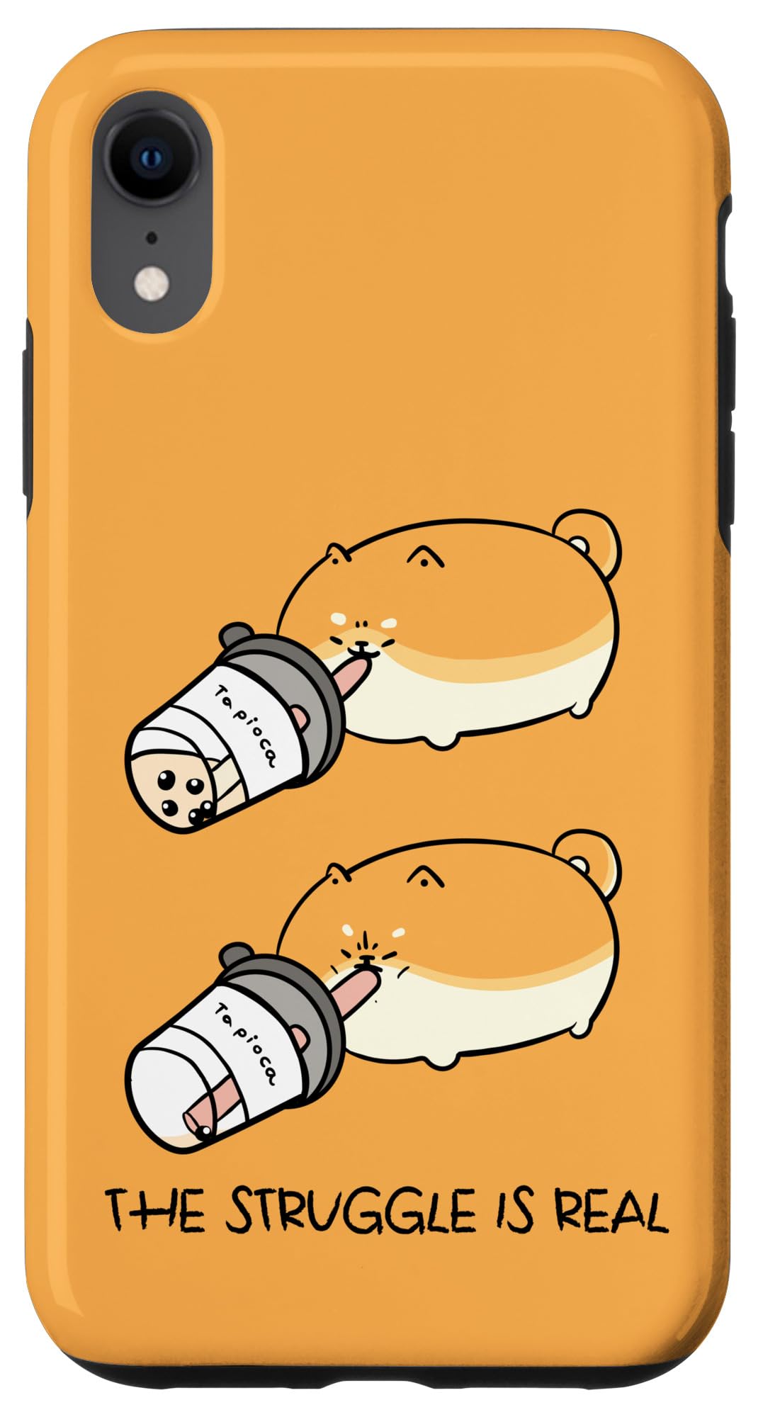 iPhone XR Chubby Dog Struggles to Get Tapioca Balls, Bubble Boba Tea Case