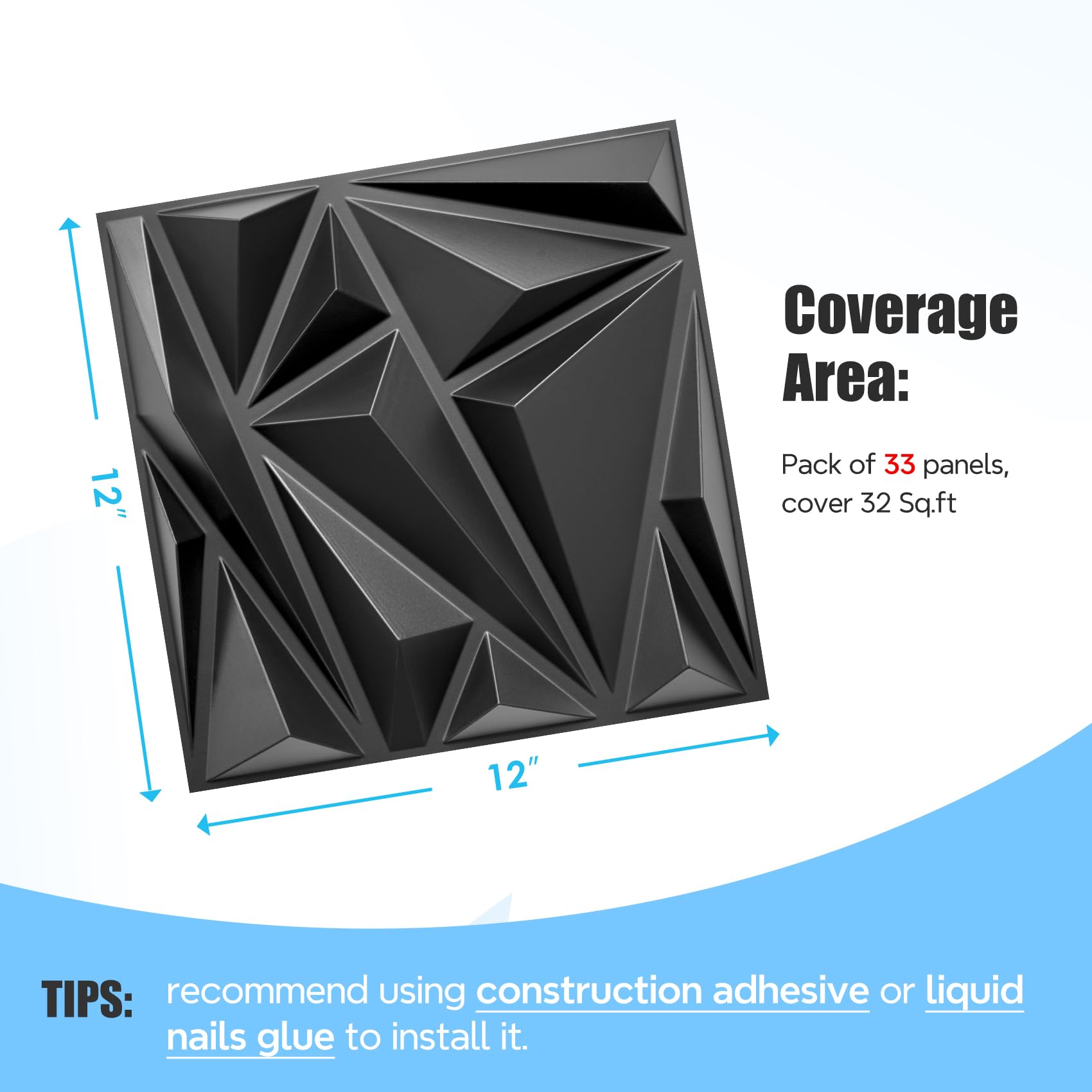Mua STICKGOO 33 Pack 3D Wall Panels for Interior Wall Decor, Black ...