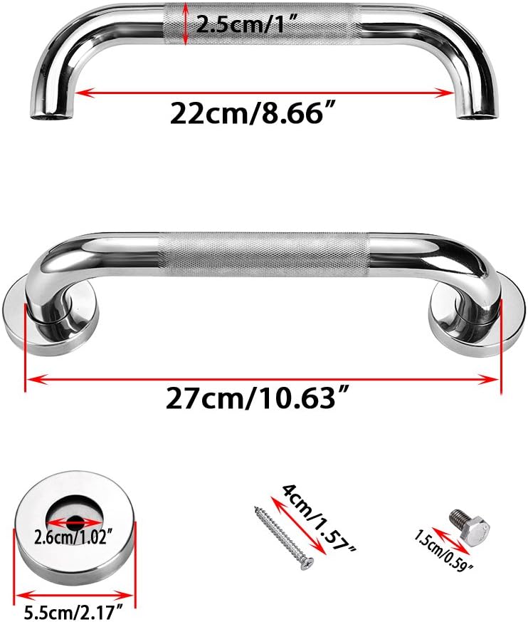 Sumnacon 12 Inch Bath Grab Bar with Anti-Slip Grip, Sturdy Stainless Steel Shower Safety Handle for Bathtub,Toilet, Bathroom,Kitchen,Stairway Handrail,Come with Mounted Screws: Health & Personal Care