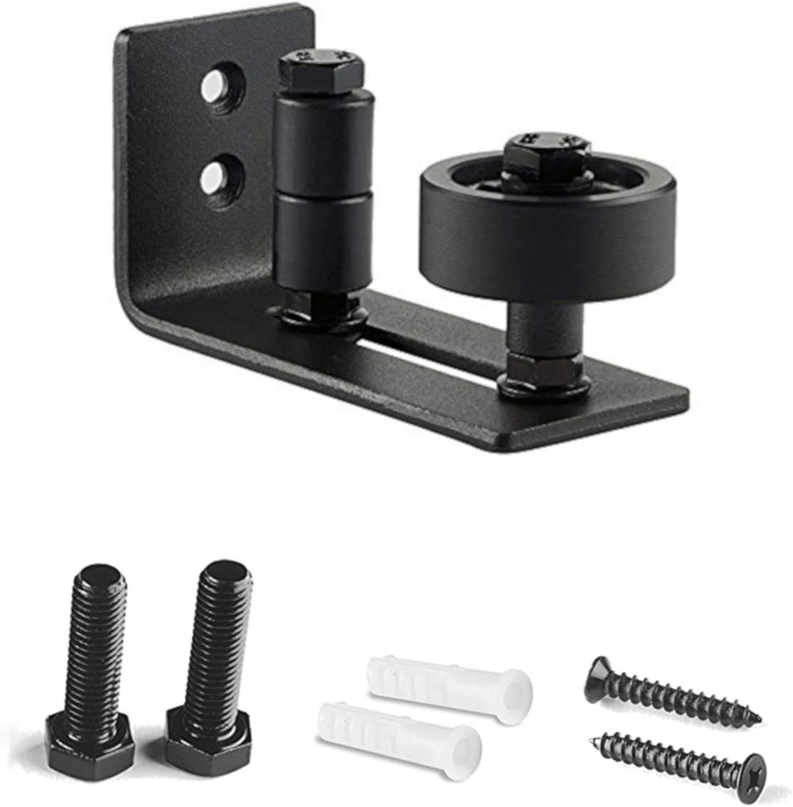 Barn Door Floor Guide Stay Roller by LIFFOS - Adjustable Wall Mount Guide with 8 Different Setups for Barn Door Hardware - Black Powder Coated - Flush Bottom - Perfect Fit for All Barn Doors (Blackk)