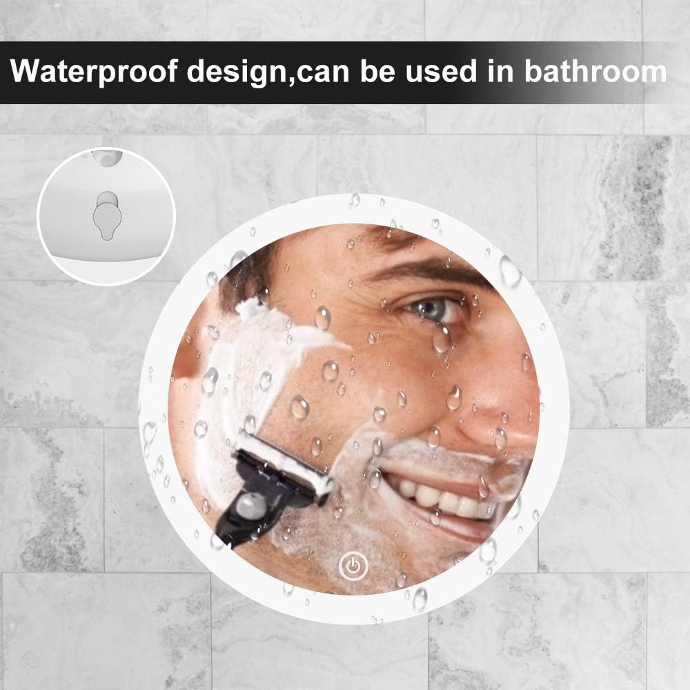 TOUCHBeauty 7X Lighted Magnifying Mirror 6.7 inch Waterproof Locking Suction Cup Shower Mirror 360° Swivel High Definition Magnified Mirror with Light Rechargeable Touch Control Brightness Adjustable: Kitchen & Dining