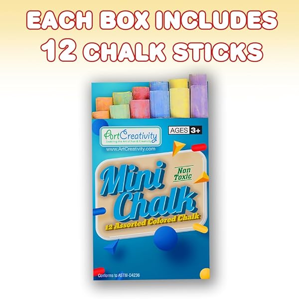 ARTCREATIVITY 288 COUNT MINI CHALK SETS FOR KIDS (24 BOXES) NON-TOXIC SUMMER ART AND CRAFT SUPPLIES – SMALL INDIVIDUAL CHALK PACKS IN BULK FOR CLASSROOM GIFTS, SCHOOL SUPPLIES, AND SUMMER PARTY FAVORS