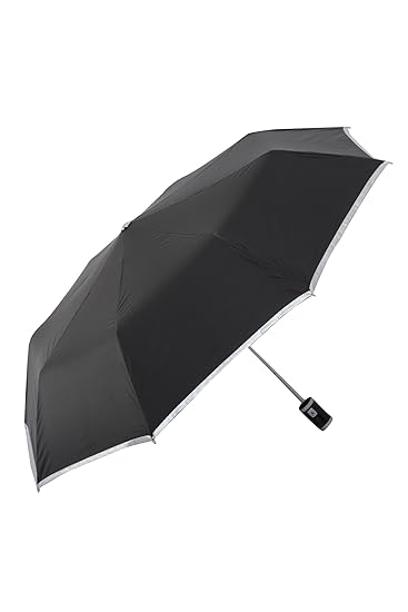 Black Automatic Open Three Fold Anti Storm Nylon Umbrella with Black Cover