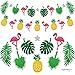 Keklle Flamingo Pineapple Tropical Leaves Banner Garland For Room Decoration Luau Hawaiian Summer Beach Party Supplies, 2 Pack
