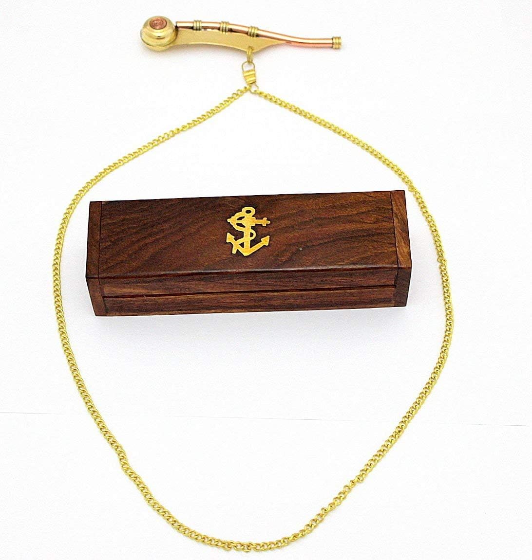 Bosun's pipe - Boatswain's Whistle Copper & Brass with chain and wooden Box Nautical Style Necklace - Groomsmen Gift - Image 4