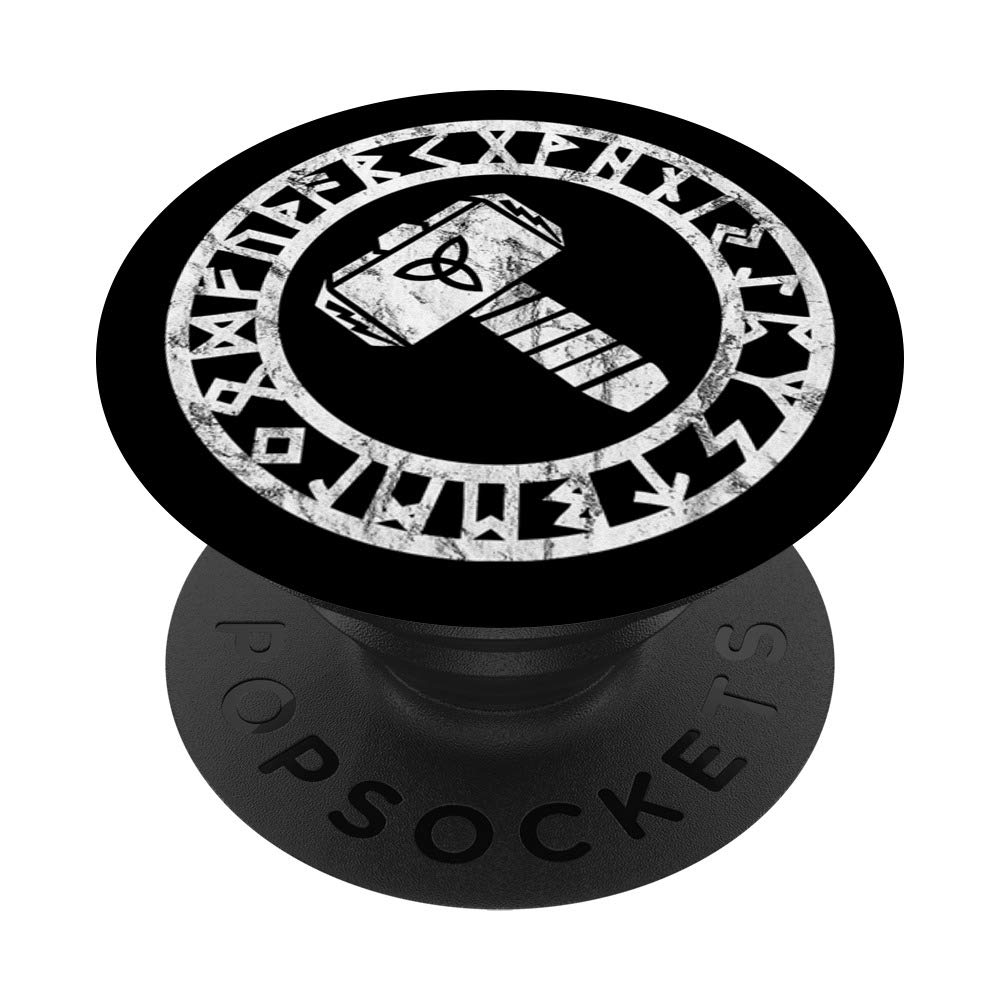 PopSockets Thors Hammer Runes Circle Viking Celtic Norse Nordic Symbol PopSockets Swappable PopGrip