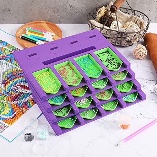 4 Diamond Painting Tray Organizer for Adults 16 Slots Diamond Painting