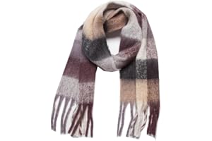 Yatemiole Women's Cashmere Big Coloured Checked Scarf Winter Warm Wrap Scarf