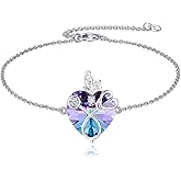 POPKIMI Gifts for Nurse Stethoscope Bracelet 925 Sterling Silver Heart Crystal Nursing Themed Jewelry Birthday Gifts for Women Doctor Medical Student