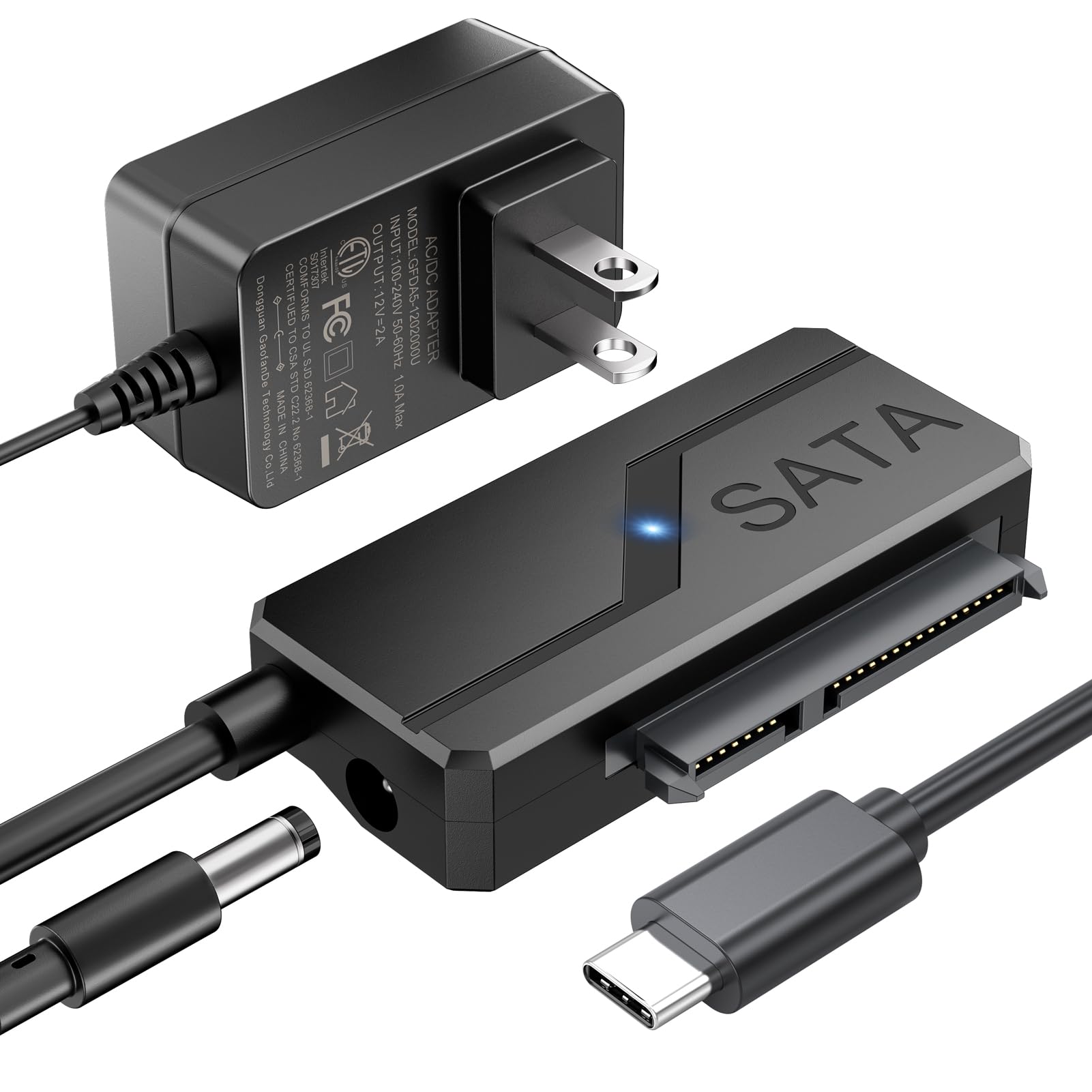 Photo 1 of CLAVOOP SATA to USB C Adapter with Power, USBC to SATA Cord External Hard Drive Type C Cable for 2.5" HDD/SSD & 3.5" HDD Up to 20TB Converter with 24W Adapter Support UASP Seagate WD Hitachi Toshiba