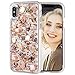 Maxdara iPhone X XS Glitter Case, Glitter Shell Gold Foil Sparkle Luxury Bling Ultra Slim Protective TPU Bumper with Hard Back Durable 2 in 1 Pretty Fashion Girls Case for iPhone X XS 5.8 inch (Gold)