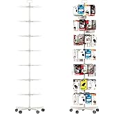 YEOOE Upgraded Retail Display Stand 7 Tier Spinning Display Stand, Movable Shop Spinner Rack with Hooks, Retail Display Racks for Jewelry Keyring Hats Socks Toys (White)