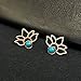 Suyi Fashion Hollow Lotus Flower Earrings Turquoise Simple Chic Stud Earrings Set CGS