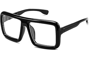 FEISEDY Square Oversized Blue Light Glasses Thick Fake Eyewear Frame for Women Men Nerd Glasses Costume Accessories B0241