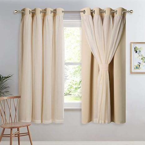 nicetown juego de cortinas tela voile con arandelas y cortinas opacas