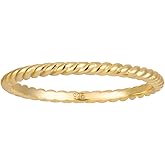 Minimalist Twist Ring for Stacking | 1mm Gold Twisted Rope Wedding Band | Skinny Stack Ring for Women