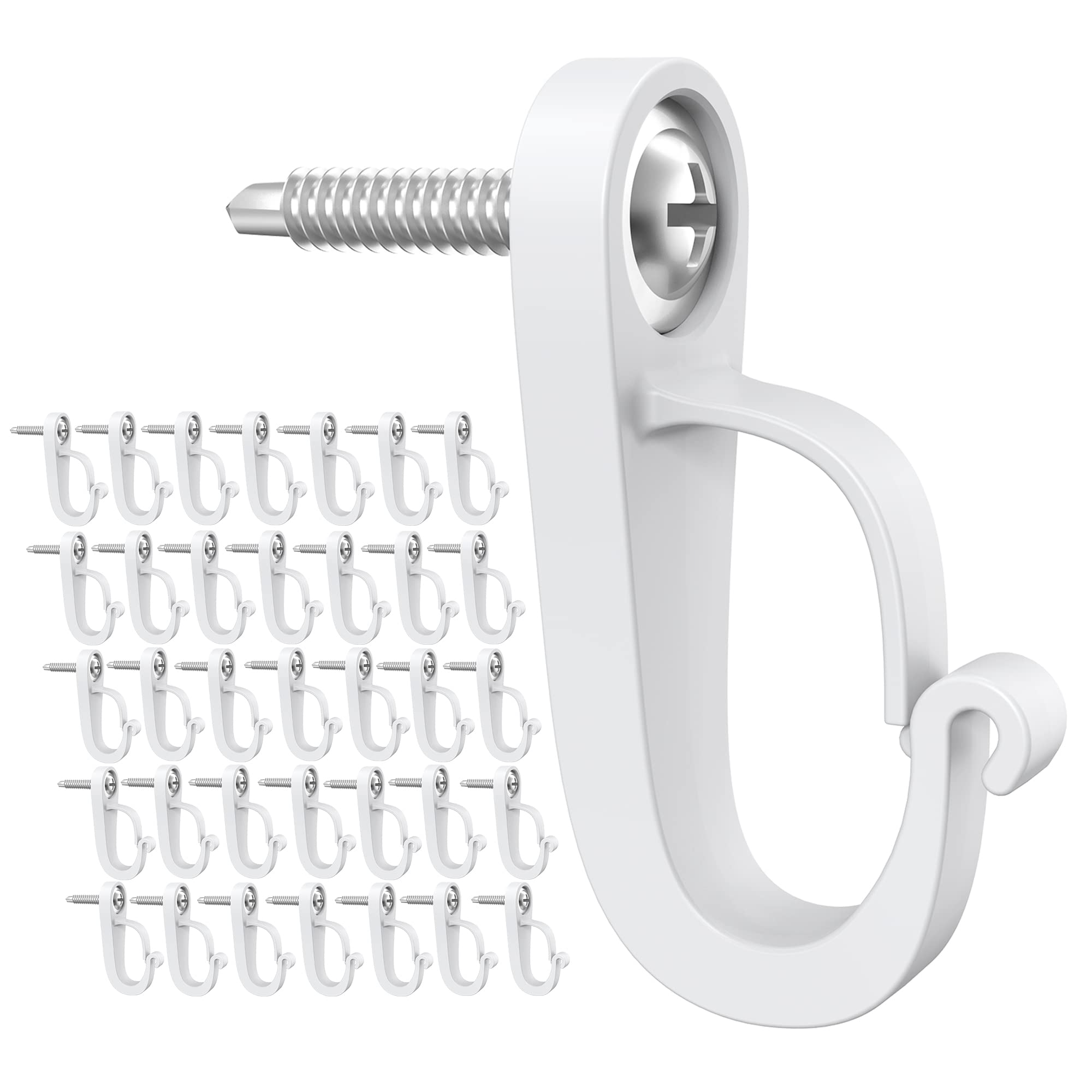 XZUHYE (36-Pack) Q-Hanger Hook Screws-in Hooks for Outdoor String Lights and Garage New Year Party or Other Indoor Outdoor Hanging Decorations for House, Safety Buckle Design, Easy Release (36-Pack)