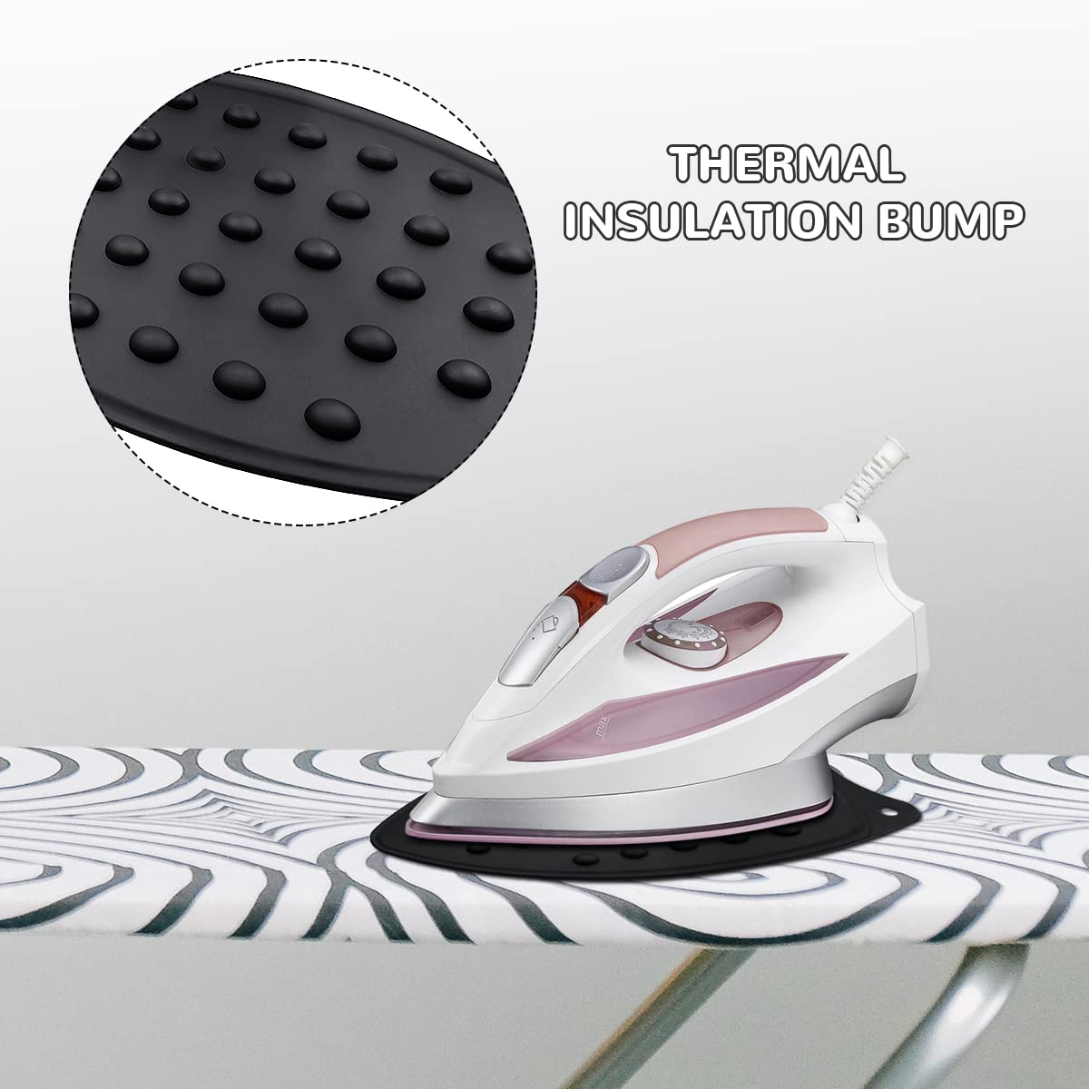 yuntop 2 Pcs Silicone Iron Rest Pads Multipurpose Iron Hot Resistant Mat Protective Pads for Ironing Board, Flat Irons, Curling Irons (Black)
