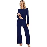 WiWi Bamboo Viscose Pajama Set for Women Super Soft Long Sleeve Top with Pants Loungewear Cooling 2 Piece Pjs Sets S-XXL