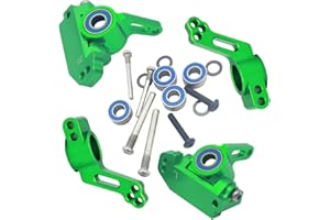BINGHFOBBYHUO RC Alloy Caster Block&Steering Blocks&Rear Stub Axle Carriers for Traxxas 1/10 2WD Slash, Stampede, Rustler, Nitro Slash-Replaces 3632 3736 3752 Upgrades Part(Green)