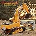 DOUBLE E Remote Control Excavator Toys Fully Functional Construction Tractor, Rechargeable Rc Excavator 1:20 RC Excavator Truck with Lights & Sounds 2.4Ghz Transmitter, White