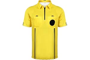 HIGHRAZON Men Referee Shirt, Yellow/Green Soccer Referee Jersey, Men’s Official Pro Soccer Referee Shirt with Pocket