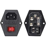 Prise Terminale IEC320 C14 - Lot De 2 - 10A/250V - Installation Rapide Sans Outil (système à Booster) - Pour Ordinateurs, Serveurs, Imprimantes - Noir