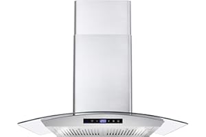 COSMO COS-668AS750 30 in. Wall Mount Range Hood with 380 CFM, Curved Glass, Ducted Convertible Ductless (additional filters n