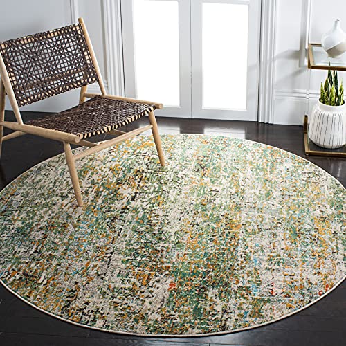 Safavieh Modern Chic Rug for Living Room, Dining Room, Bedroom - Madison Collection Short Pile, Silver and Ivory, 122 x 122 cm