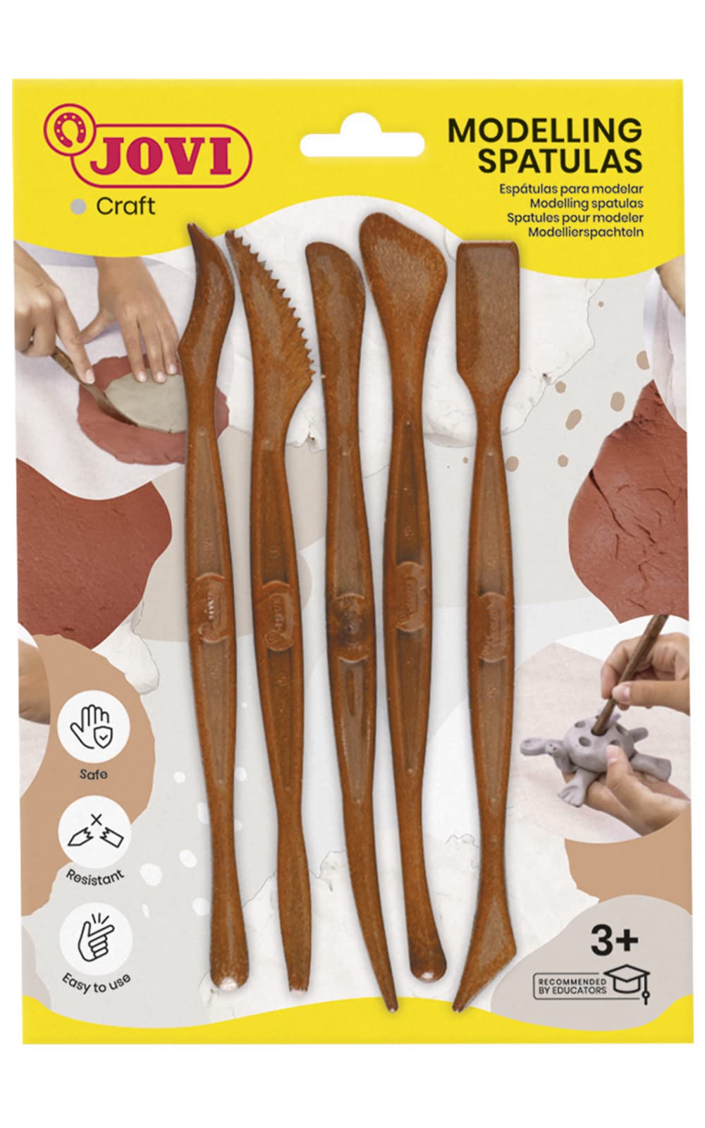 Jovi Modelling Tools for Modelling Clay, Plasticine, etc. 5 Pieces in Blister Packaging