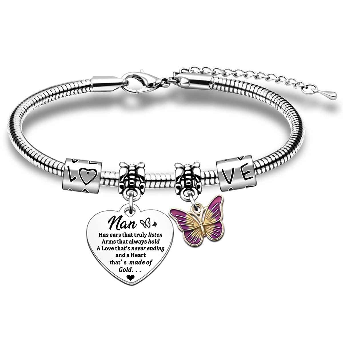 SMARGO Nan Bracelets Women Birthday Mothers Day Gifts From Grandchildren Charm Jewellery Presents