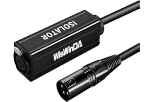 WisWinDa 3Pin Pro XLR HiFi Stereo Version Audio Isolation Box with Cord Ground Loop Isolator/Noise Filter/Hum Eliminator for Audio System Eliminate Hum&Buzzing Noise (WDISO016S-XLR (Female-Male))