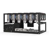 shenruifa 6 GPU Mining Rig Frame Case Stackable Open Air Miner Computer Rack with 4 Fan Slots for ATX Motherboard and Graphics Card (Black)