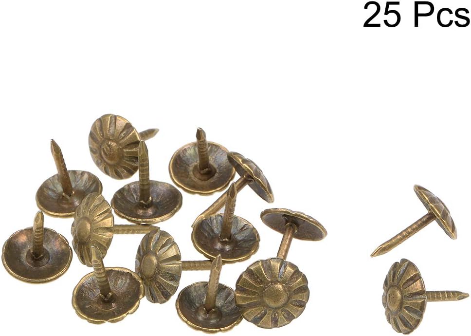 sourcing map Upholstery Nails Tacks 8mmx10mm Retro Round Thumb Push Pins Bronze Tone for Furniture Sofa Headboards 25 Pcs - Image 3