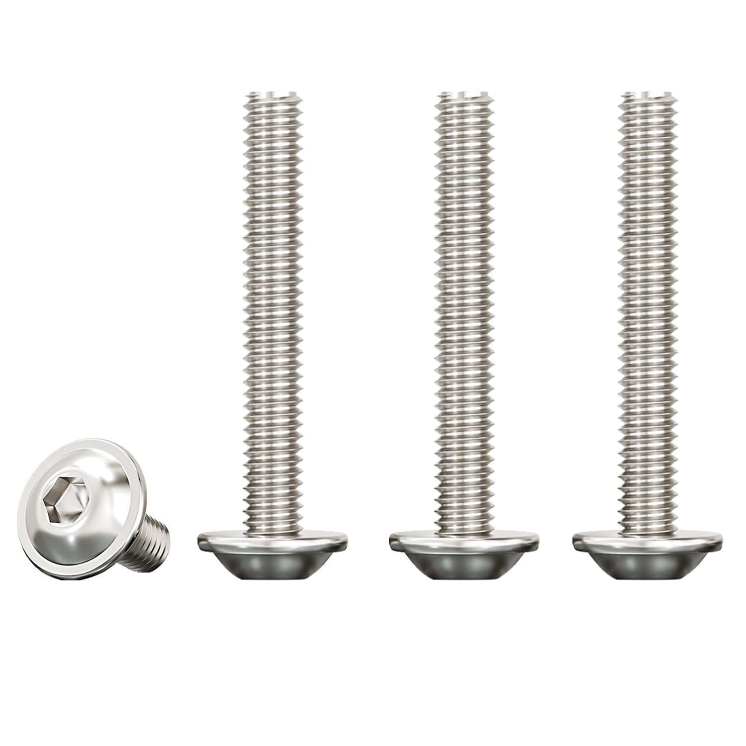 Drenky M5 Button Head Bolts, M5 X 40mm Flange Bolt 304 Stainless Steel Hexagon Pan Head Screws Fully Thread Machine Screws, Rustproof (Pack of 20) — image 1