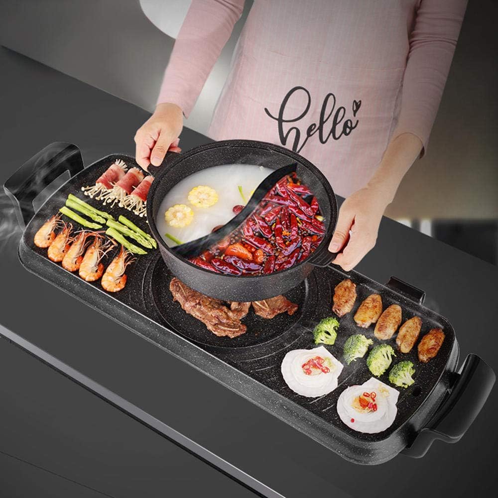 review Aigrun Household Shabu Roasted Mandarin Dish Pan Multi-Function All-in-One Grilled Roasting Machine Shaving Separable Barbecue Grill-Large Hot Pot Inseparable Single Pot